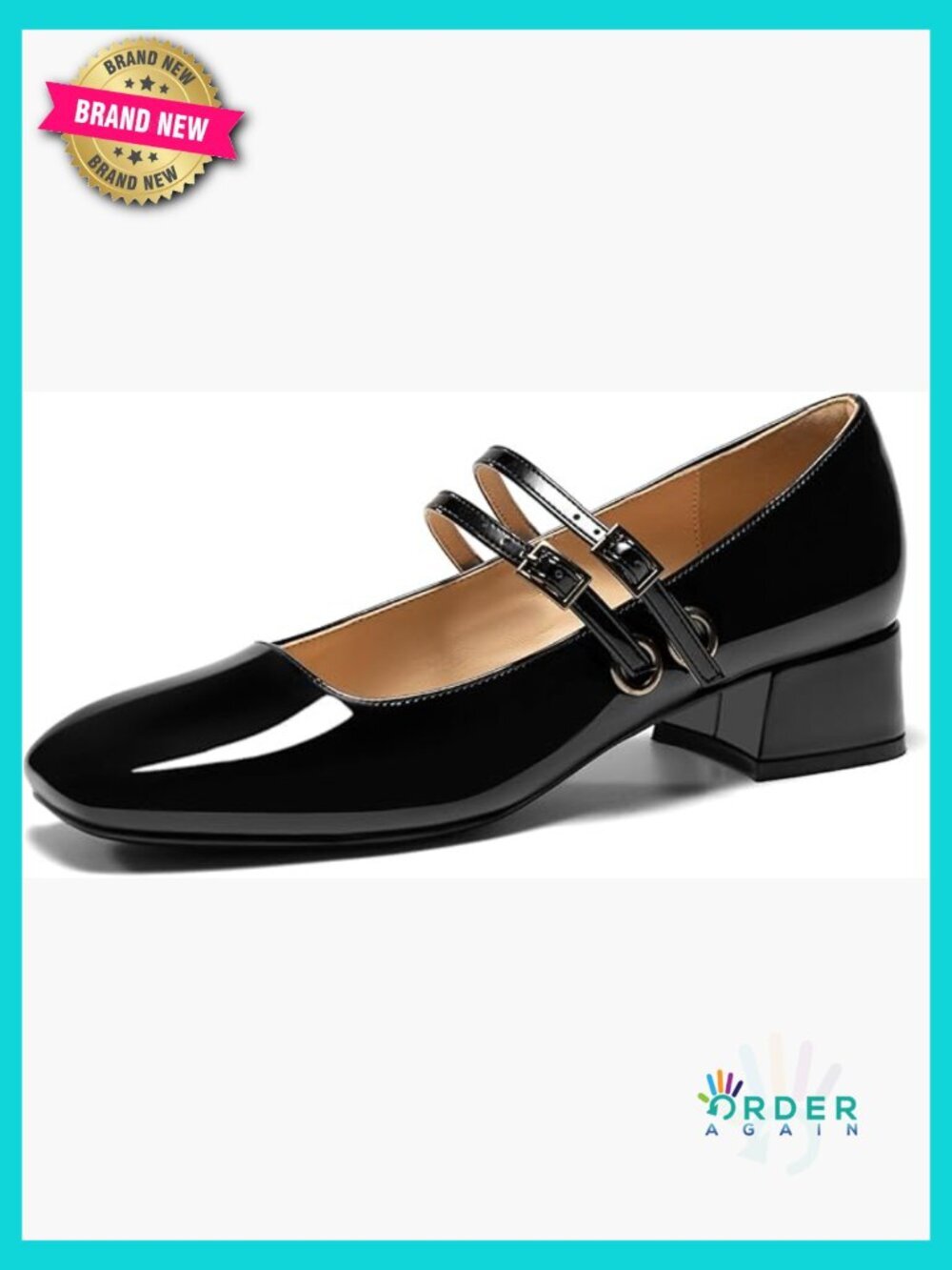 Mary Jane Low Heel Pumps Closed Square Toe Ballet Dressy Double Strap Comfort